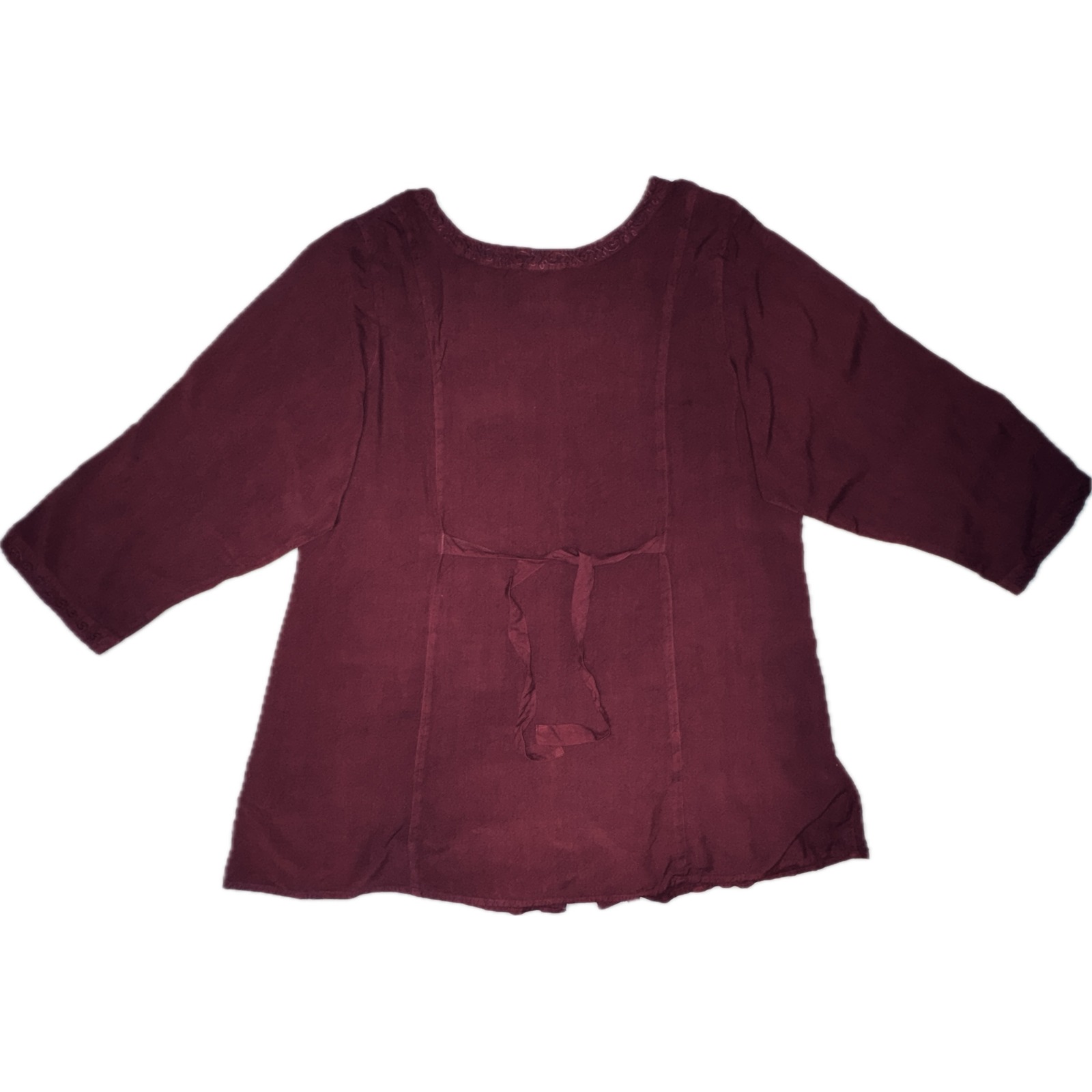 Holy Clothing 3x Burgundy Embroidered Tunic Top Rayon Boho Ren Faire Peasant Nwt — image 5 of 8